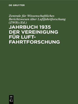 cover image of Jahrbuch 1935 der Vereinigung für Luftfahrtforschung